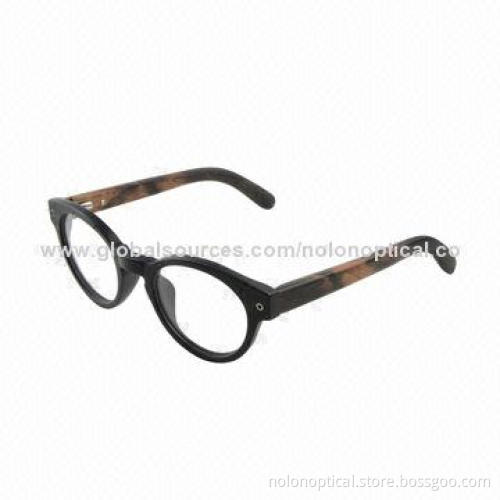 Round-shaped Acetate Frame with Wooden Temple, Customized Logos Available